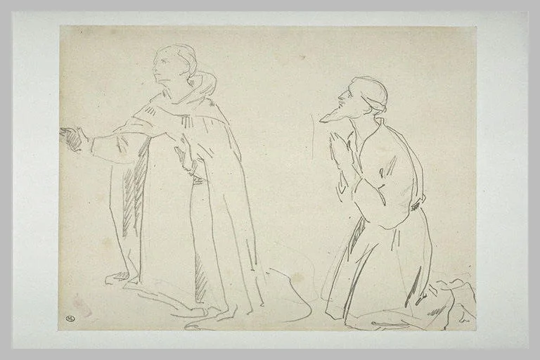 Deux religieux agenouillés: saint Dominique et saint Jérôme
