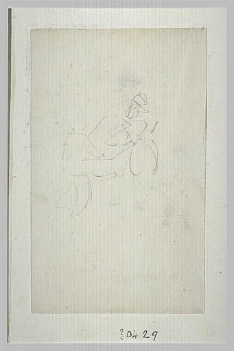 Croquis sommaire d'un personnage poussant une voiture