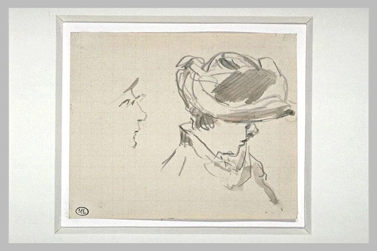 Buste de femme, de profil vers la droite; profil