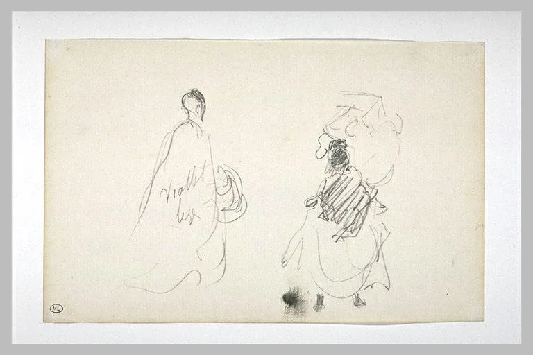 Deux croquis de femmes, de dos