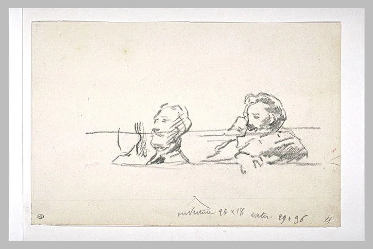 Deux personnages en buste dans une loge de théâtre