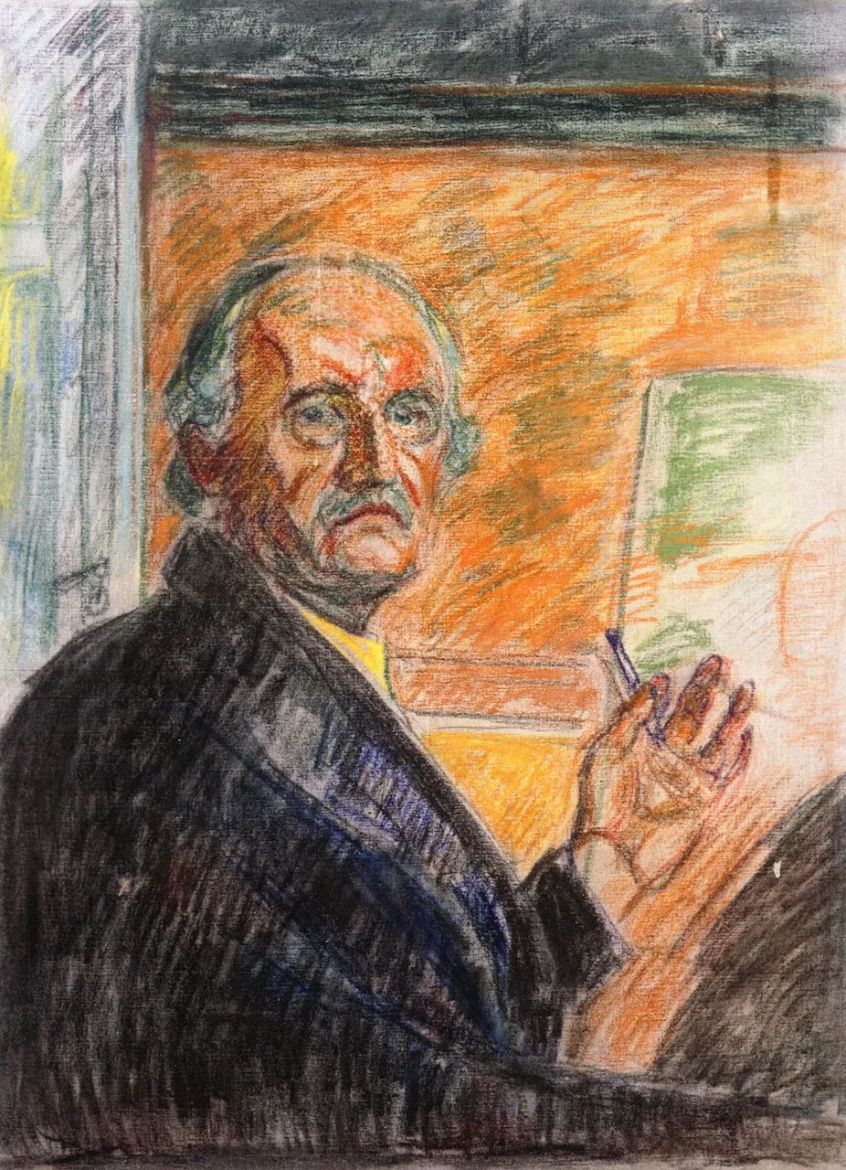 Self-Portrait with Pastel Stick