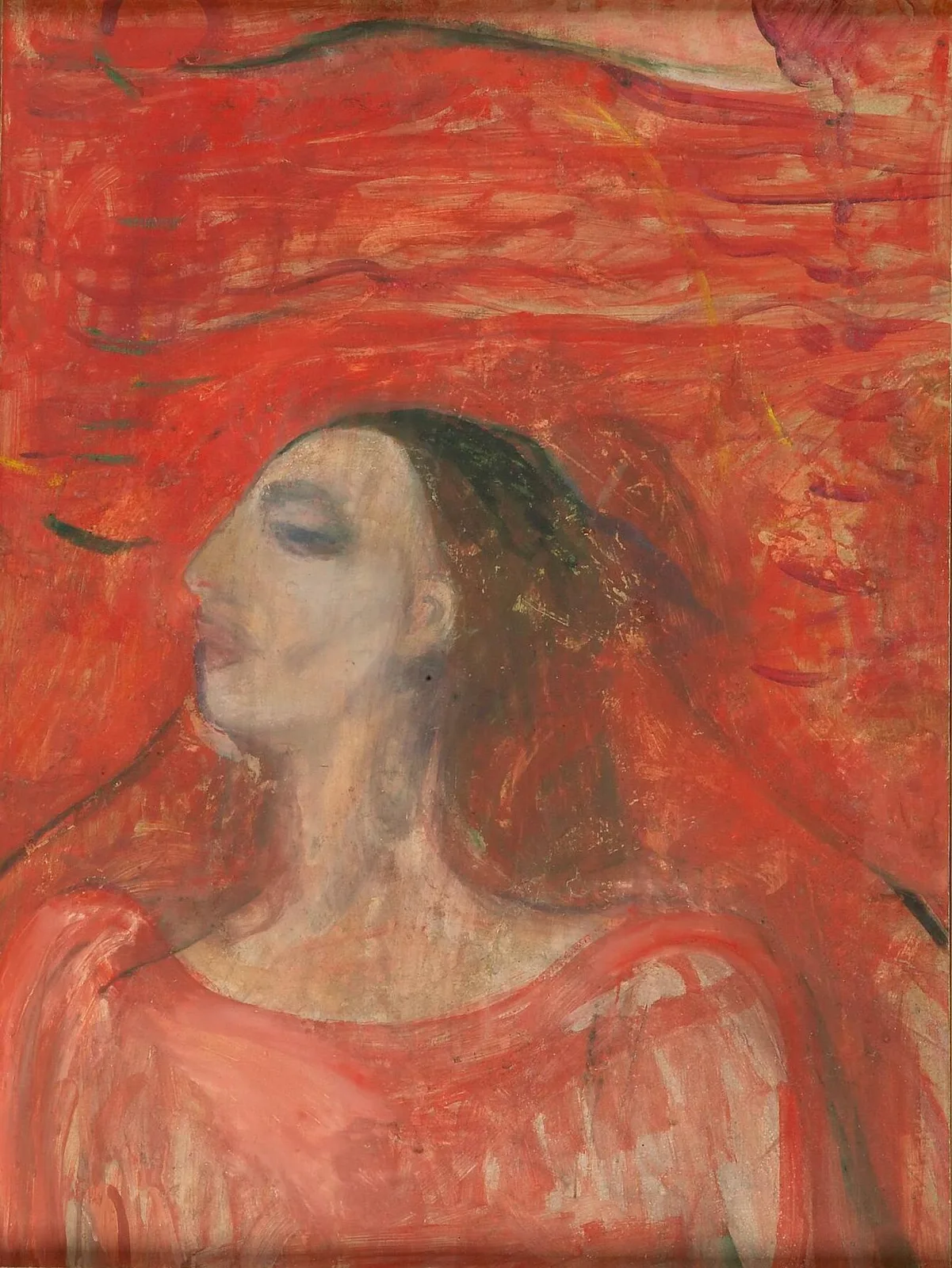 Woman Against a Red Background