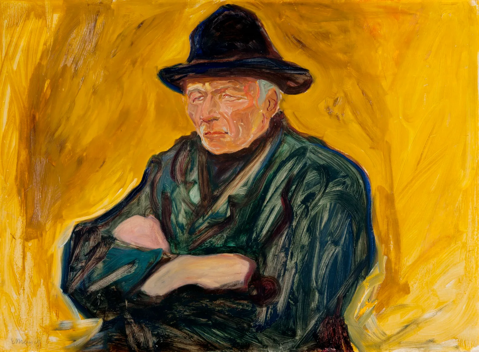 Fisherman against Yellow Background