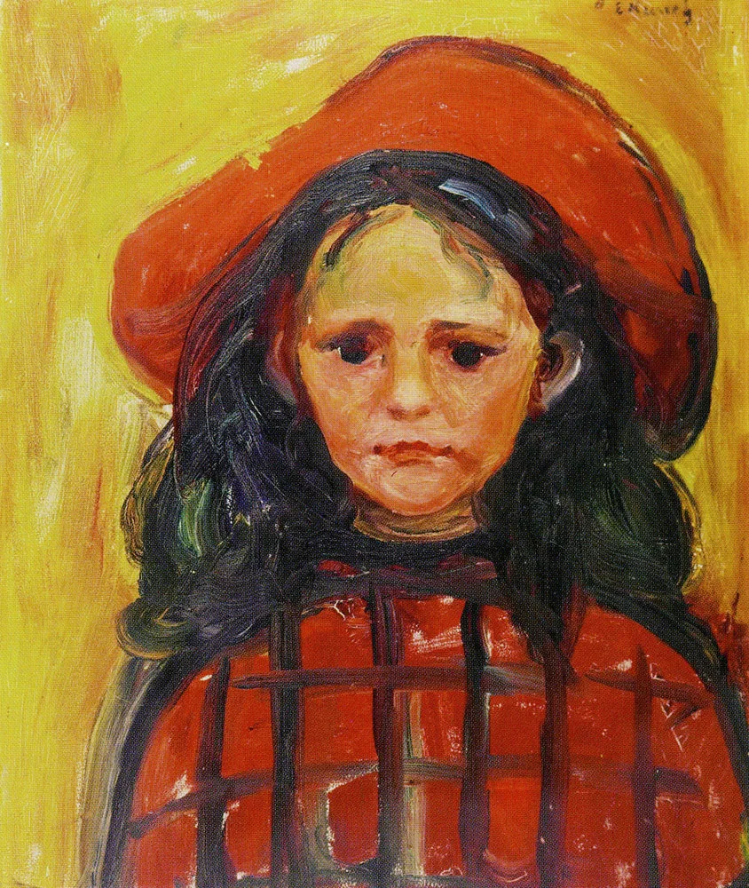 Girl with Red Chequered Dress and Red Hat