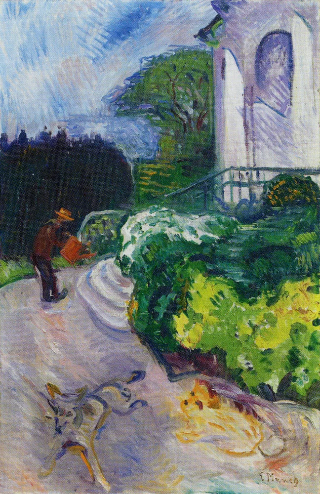 Gardener in Dr. Linde's Garden