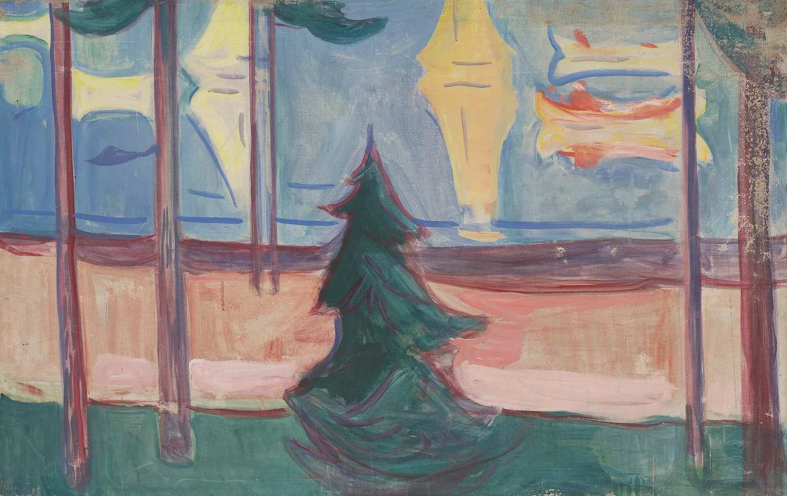 Beach Landscape with Trees and Boats (No. 1)
