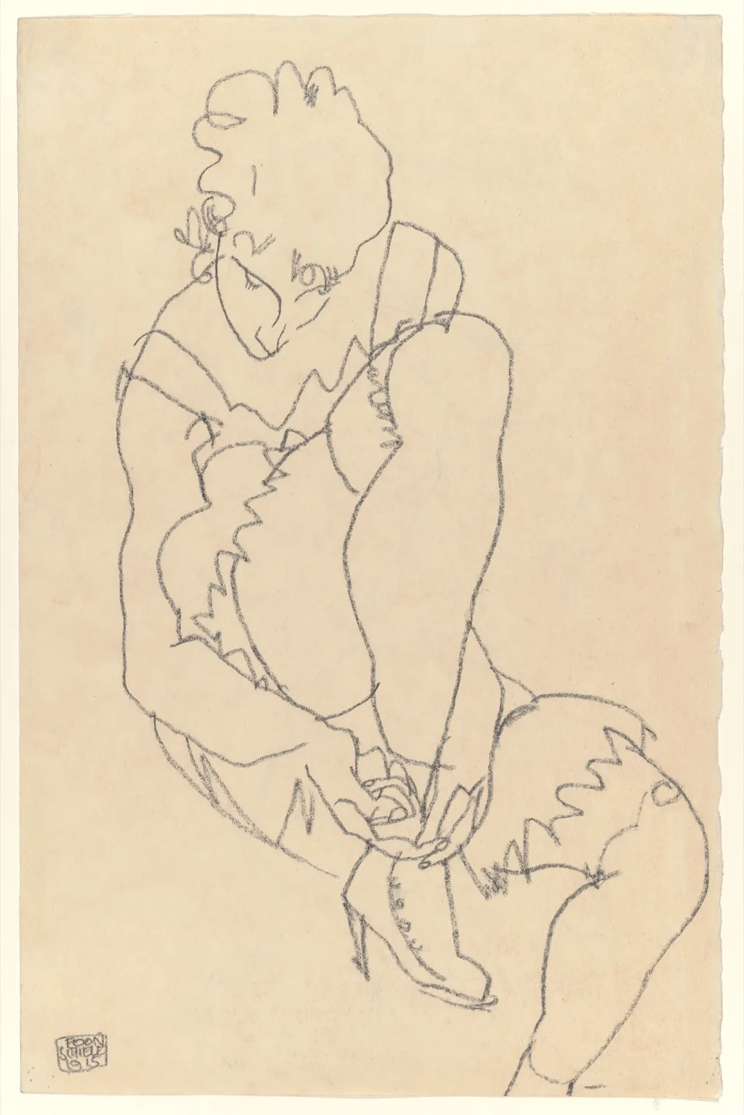 Woman Buttoning Her Shoes (recto); Study for Reclining Nude with Arms Raised (verso)