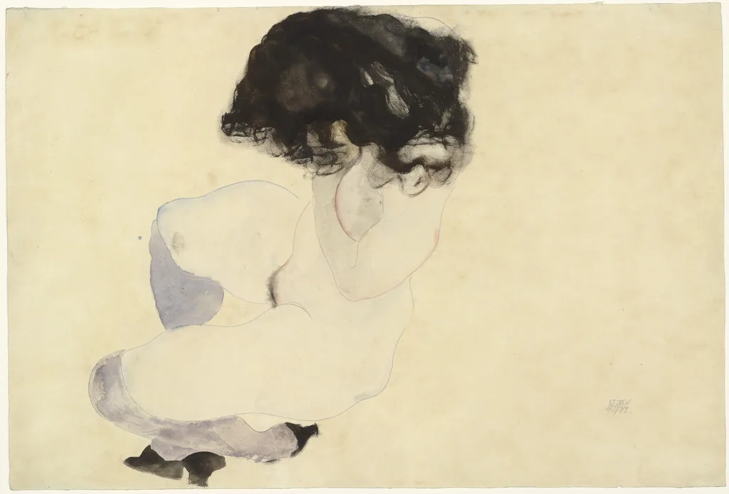 Nude with Violet Stockings and Black Hair (Akt mit violetten Strümpfen und schwarzem Haar)