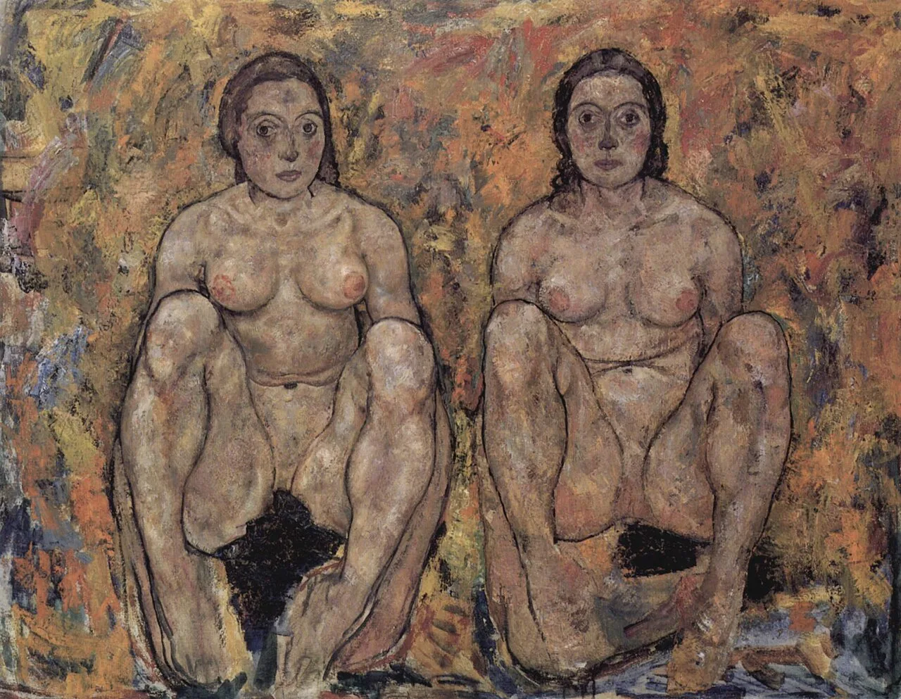 Two Squatting Women