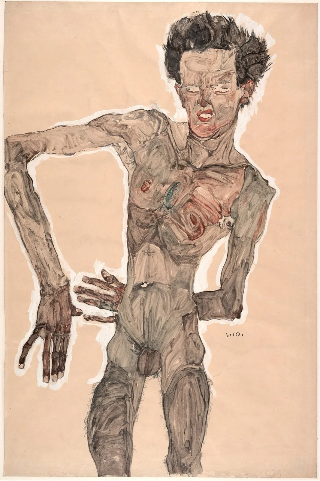 Nude Self-Portrait, Grimacing
