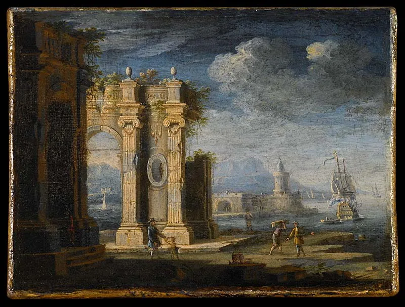 Caprice, ruines sur front de mer; Départ d'un navire