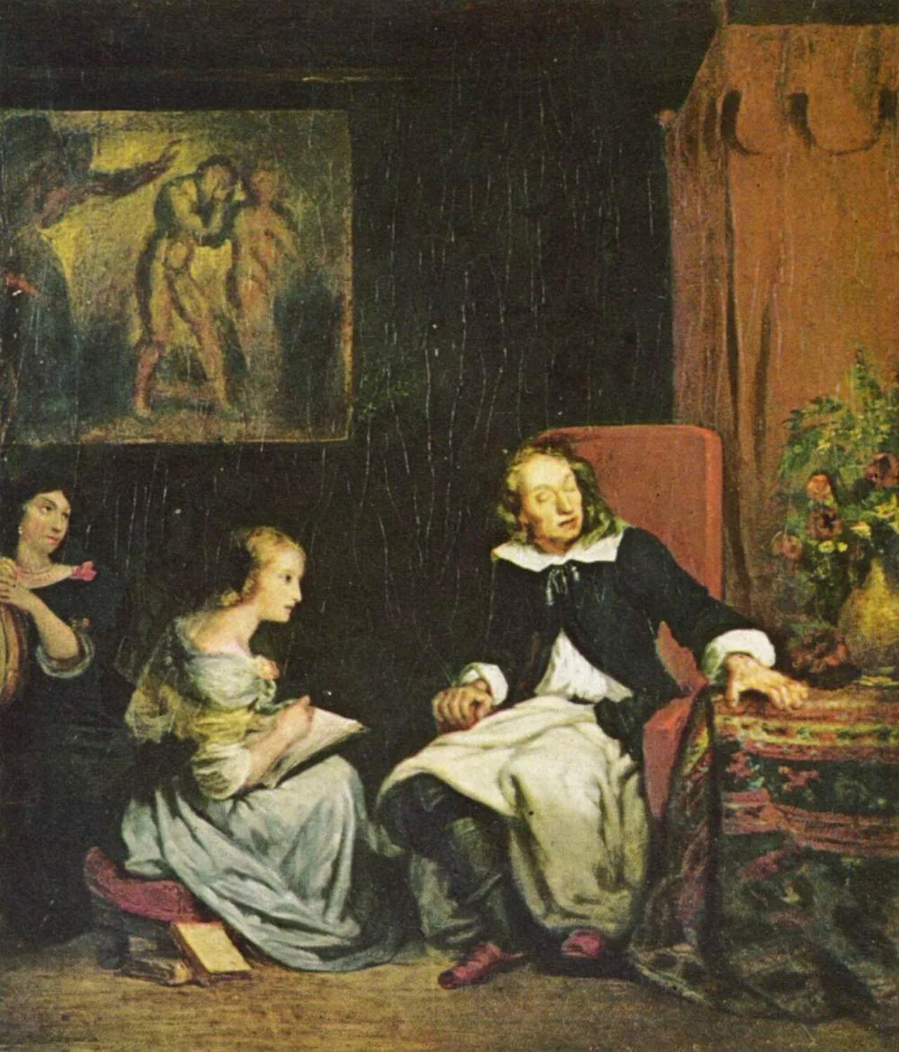 Milton dictant à ses filles son poème épique, « Le paradis perdu »