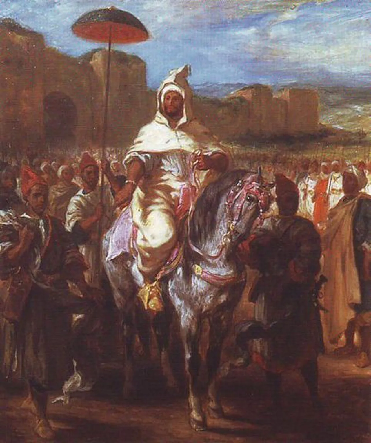 Le sultan du Maroc entouré de sa garde