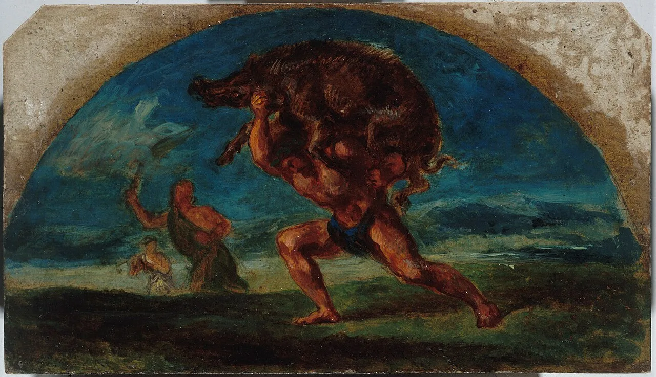 Esquisse pour le salon de la Paix de l'Hôtel de Ville de Paris: Hercule et le Sanglier d'Erymanthe, d'après Delacroix; Esquisses pour l'ancien Hôtel de Ville de Paris