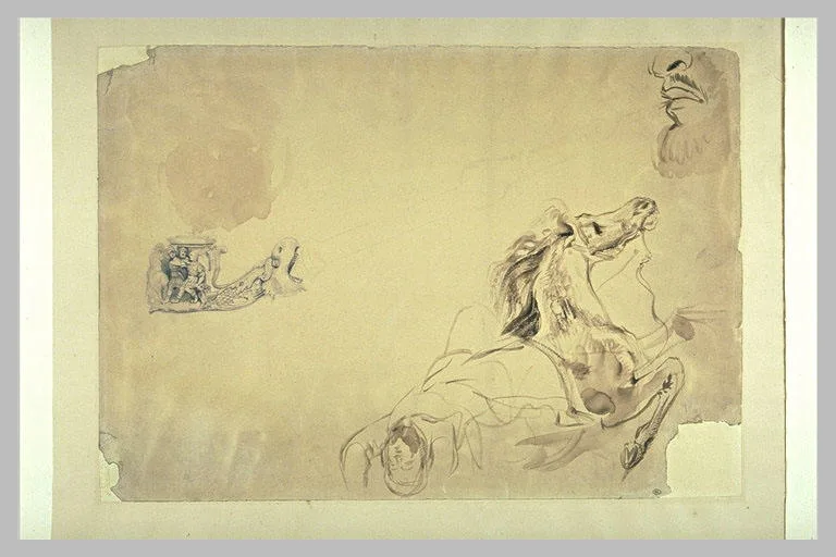 Cavalier renversé et fumeur de pipe au fourreau sculpté