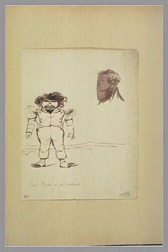 Caricature d'un militaire debout