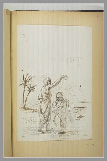 Baptême du Christ et étude d'un visage