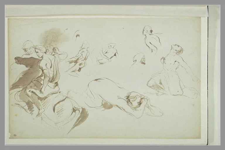 Cavalier lauré; figures dans l'attitude de suppliants