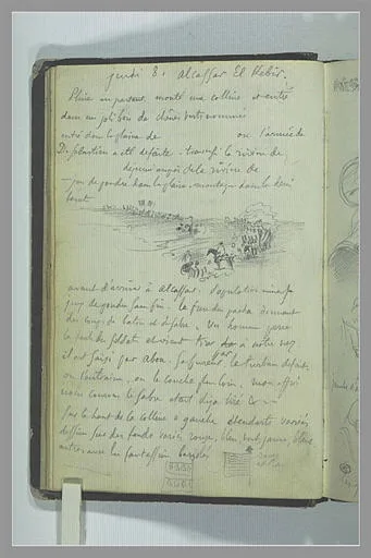 Cavaliers arabes et notes manuscrites
