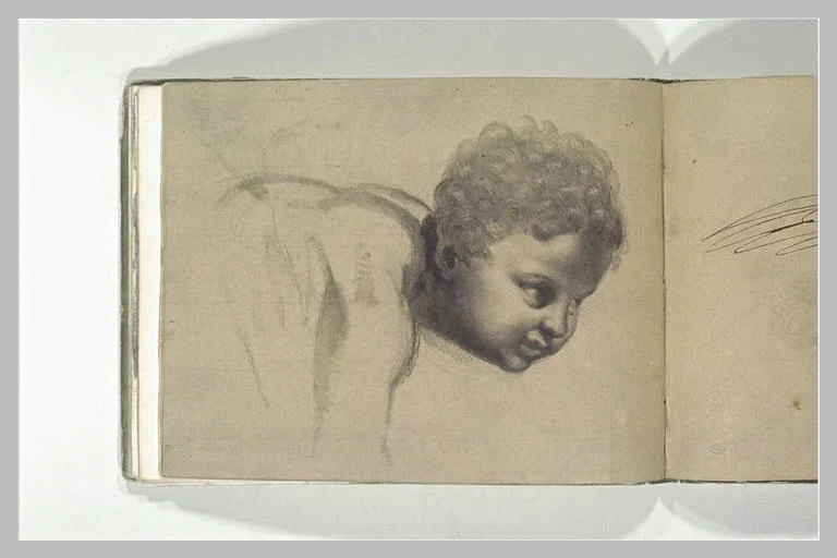 Buste d'enfant, la tête levée