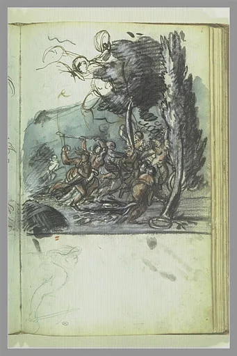 Bacchanale dans un paysage; études de personnages