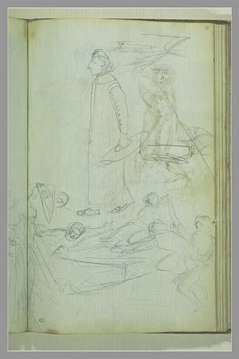 Caricature d'un prêtre, et groupe de figures