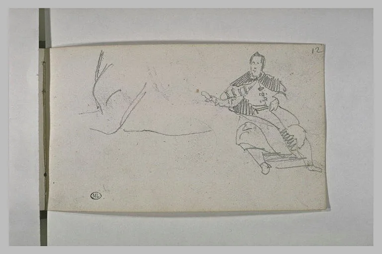 Bras et jambe d'un cavalier; figure assise