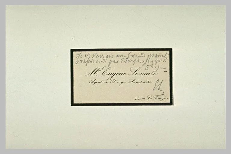 Carte de visite d'Eugène Lecomte adressée à Moreau-Nélaton