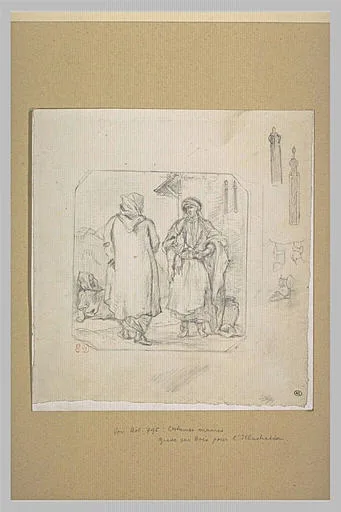 Arabe, de dos, conversant avec une femme