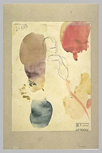 Buste de figure, et essais d'aquarelle