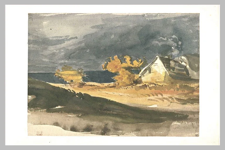 Chaumière dans un paysage