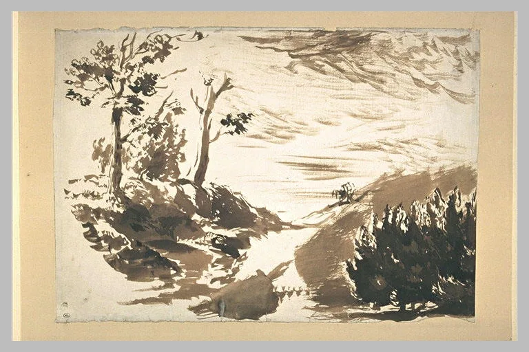 Chemin bordé d'arbres