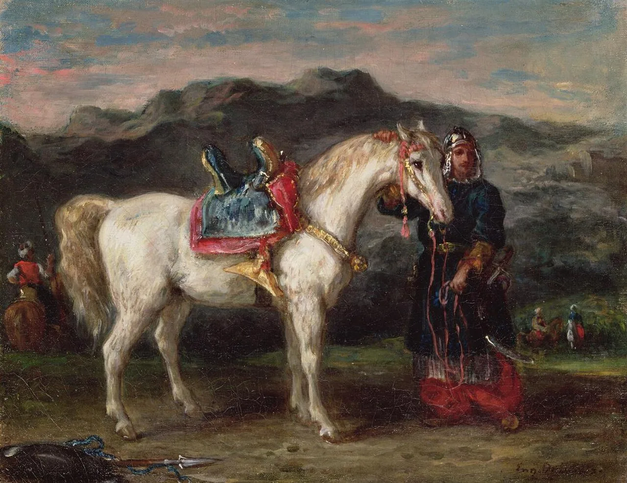 Circassien tenant son cheval par la bride