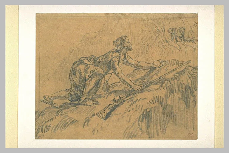 Arab Tracking a Lion