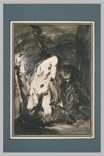 Homme nu à genoux