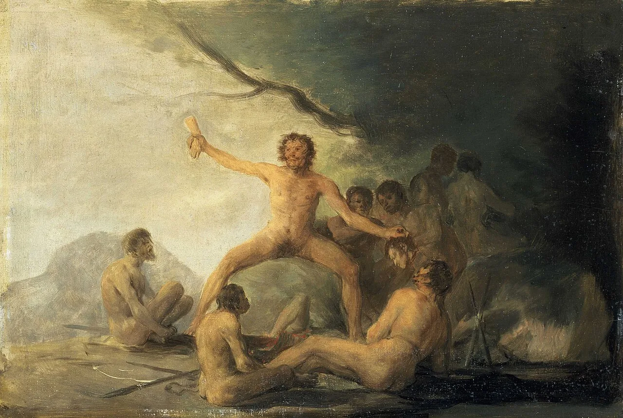 Cannibals contemplating human remains
