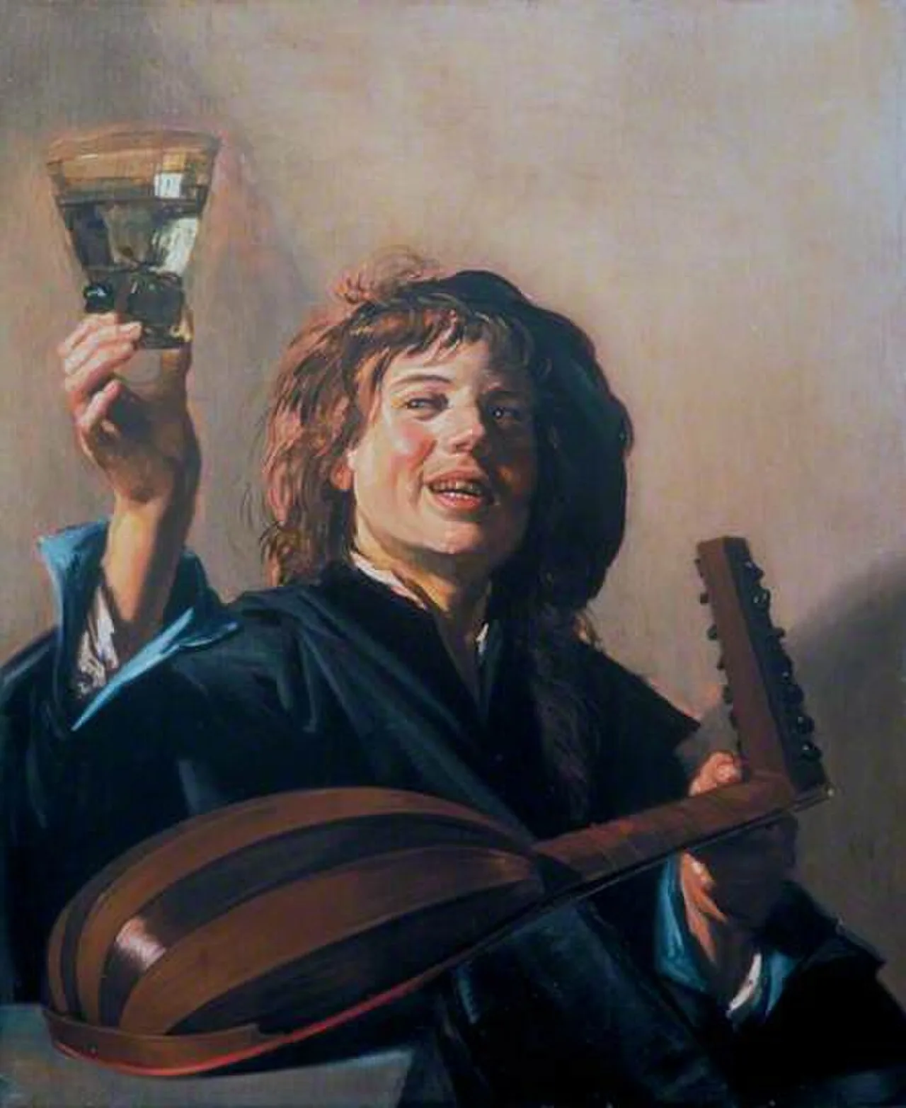 Boy with a glass and a lute