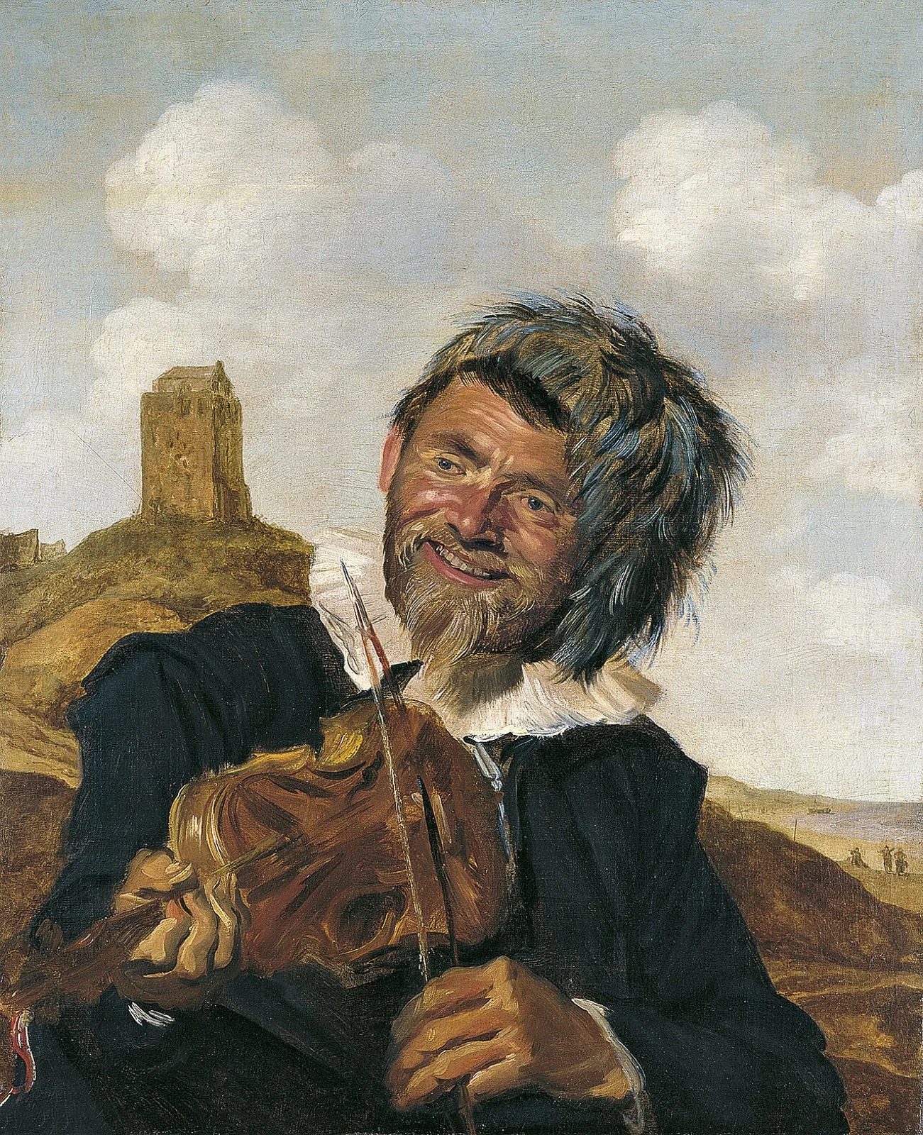 Fisherman playing the violin