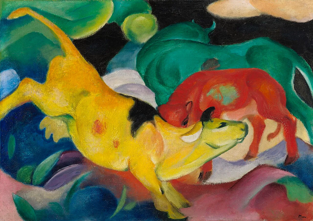 Cows Red Green Yellow