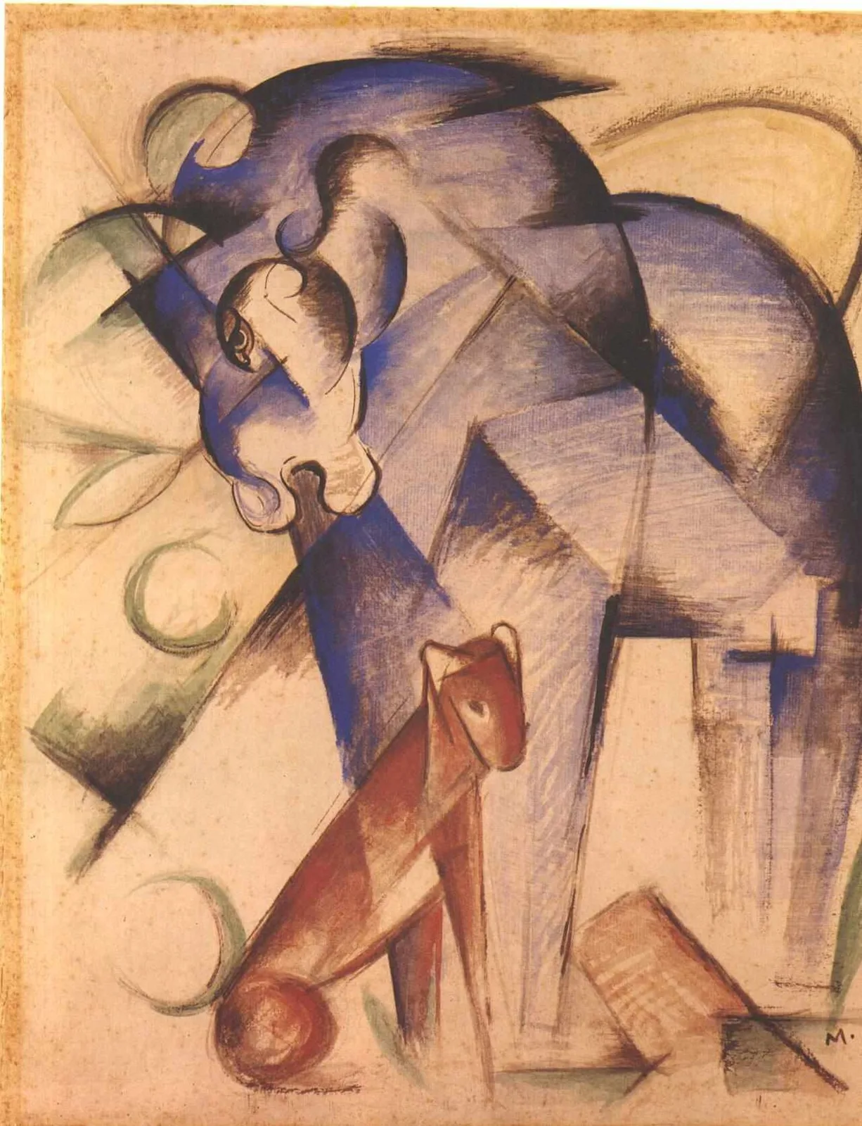 Fabulous animals (blue horse and red dog)