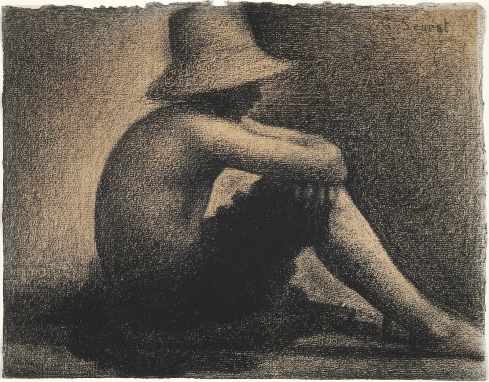 Seated Boy with Straw Hat, study for Bathers at Asnières