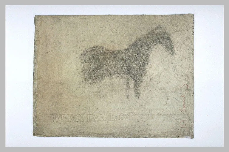 Silhouette d'un cheval, de profil à droite