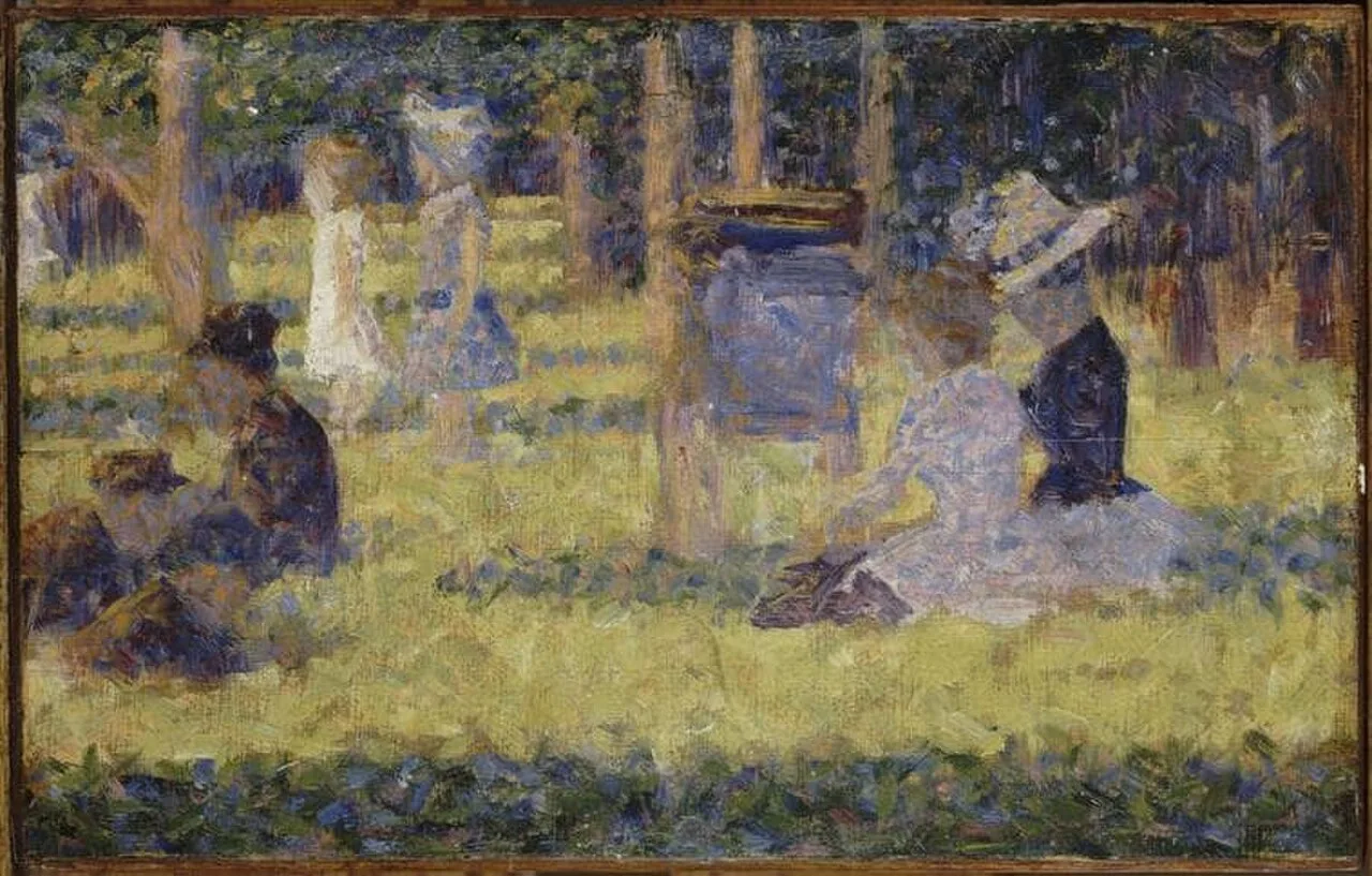 À droite. Moyenne distance. Étude pour la Grande-Jatte