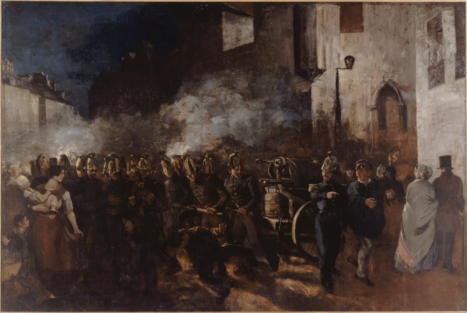 Pompiers courant à un incendie