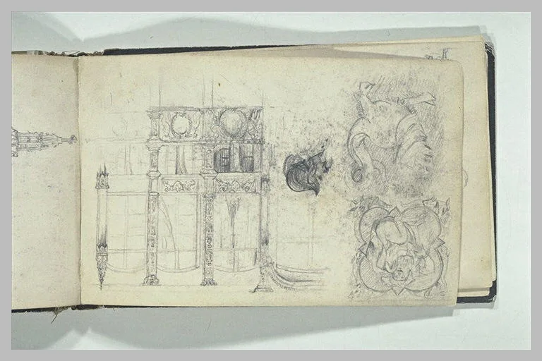 Etude d'ornements sculptés; façade d'habitation