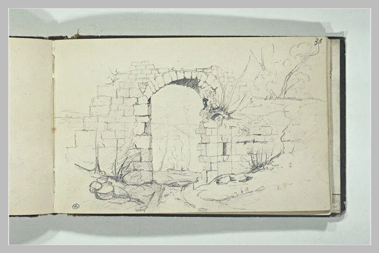Paysage avec des ruines
