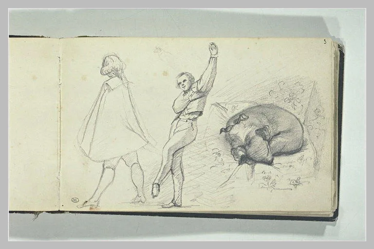 Chien; deux personnages (à l'envers)