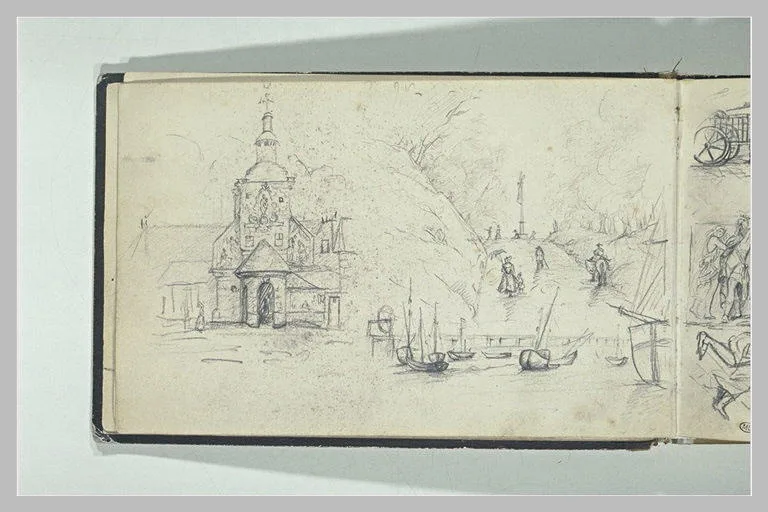 Etudes de paysages et d'une église