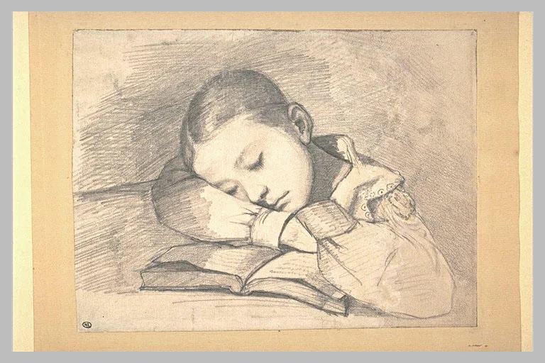 Portrait de sa soeur Juliette Courbet enfant, dormant